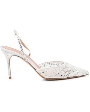 Gedebe Zapatos Con Apliques De Cristal Y Tacón De 85 Mm - Blanco
