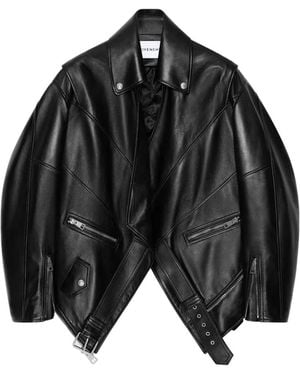 Givenchy Blouson Biker En Cuir Inversé - Noir