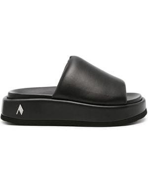 The Attico Mia Platform Leather Slides - Black