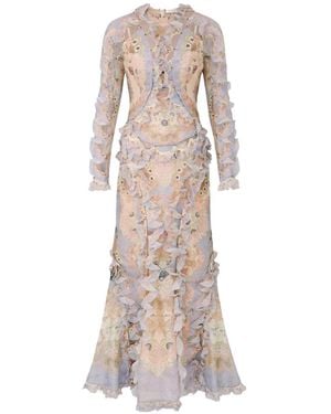 Zimmermann Rebellion Ruffled Floral Maxi Dress - Natural