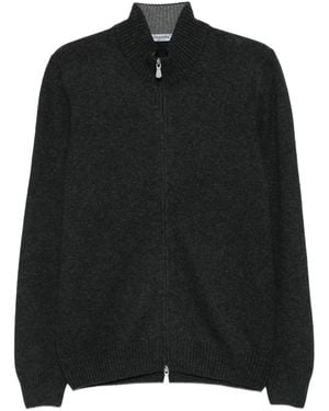 Gran Sasso Zip-Front Ribbed Cardigan - Black