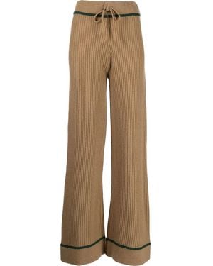 Madeleine Thompson Veronica Ribbed-Knit Pants - Natural