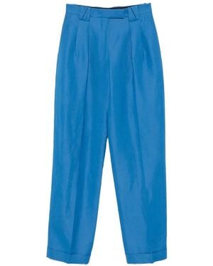Versace Pleated Straight-Leg Trousers - Blue