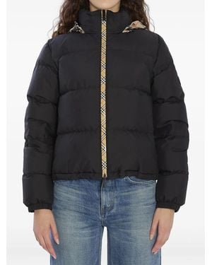 Burberry Puffer Jacket With Concealed Hood - Black