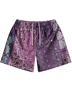 Bravest Studios Patchwork Paisley Track Shorts - Purple