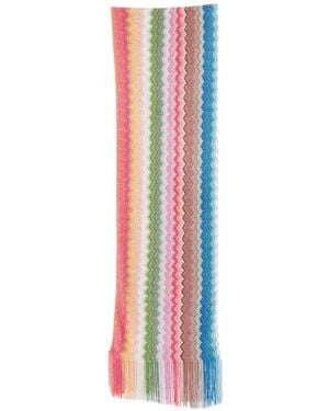 Missoni Zigzag-Knit Fringed Scarf - White