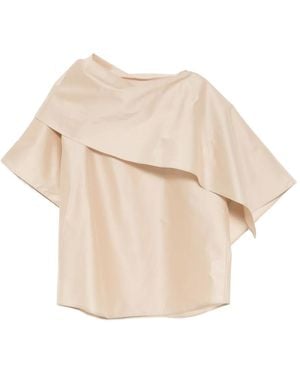 JNBY Scarf-Collar Short-Sleeves Top - Natural