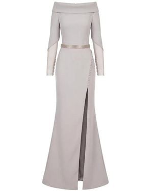 Gatti Nolli by Marwan Off-The-Shoulder Mermaid Side-Slit Gown - White
