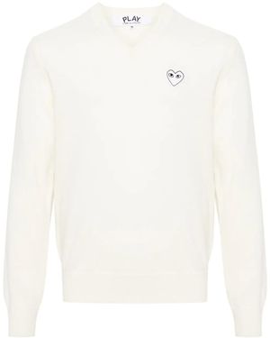 COMME DES GARÇONS PLAY Heart-Patch Wool Jumper - White