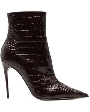 Paris Texas Croc-Effect Vera Ankle Boots - Black