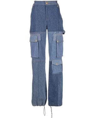 Marine Serre Jeans Mit Hohem Bund - Blau