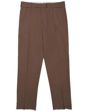 BE ABLE Andy Pleated-Design Belted Pants - Brown