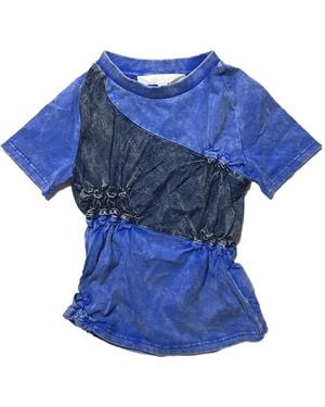 PONDER.ER Gerafftes T-Shirt - Blau