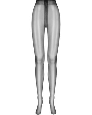 Maison Close Satin High-Waisted Tights - Grey