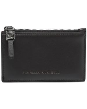 Brunello Cucinelli Monili-Chain Leather Wallet - Black
