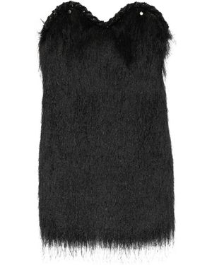 Amen Robe Courte À Franges - Noir