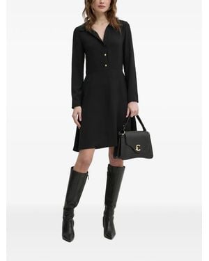 Morgan Button-Fastening Long-Sleeve Mini Dress - Black