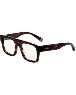 Philipp Plein Tortoiseshell-Effect Square-Frame Glasses - Brown