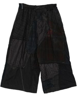 By Walid Bermudas Con Diseño Patchwork - Negro