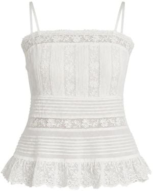LoveShackFancy Charlan Lace-Trim Top - White