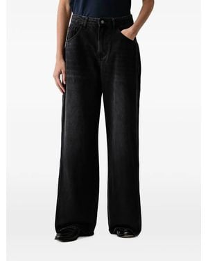 ELEH Faded Wide-Leg Jeans - Black