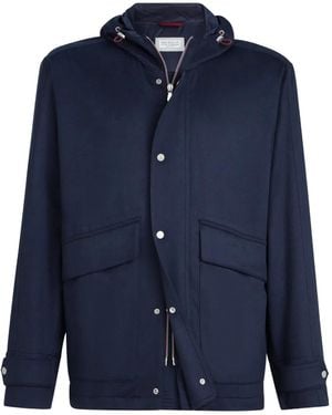 Brunello Cucinelli Cashmere Hooded Jacket - Blue