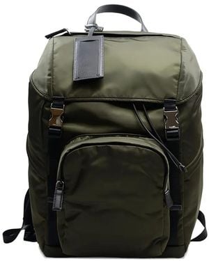 Prada Buckled Drawstring Backpack - Green