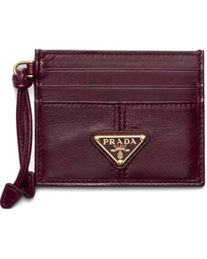 Prada Logo-Plaque Card Holder - Purple