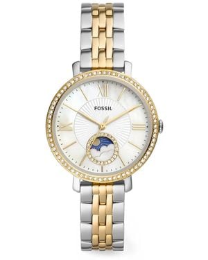 Fossil Jacqueline Mm Horloge Met Kristallen Bezette Lunette - Metallic