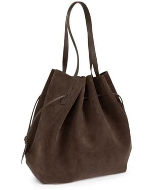 Yuzefi Mini Scallop Suede Bucket Bag - Brown