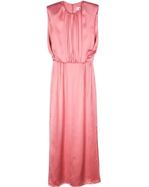 Yves Salomon Pleat-Detail Satin Dress - Pink