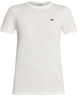 Lacoste Ribbed Logo-Patch T-Shirt - White