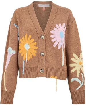 Mira Mikati Cárdigan con motivo floral de intarsia - Marrón