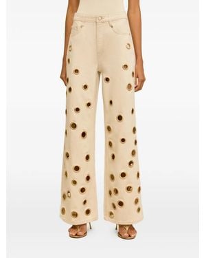 Cult Gaia Jaiden Eyelet-Embellished Jeans - Natural