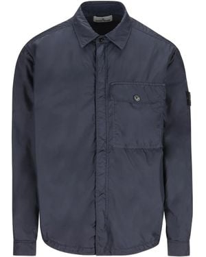 Stone Island Giacca-Camicia Con Taschino - Blu