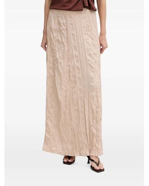 Sisley Crinkled-Effect Pleated Maxi Skirt - Natural
