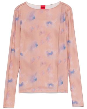 HUGO Butterfly-Print Top - Pink