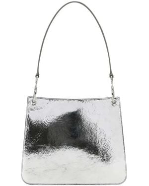 Jil Sander Sac Cabas Otto En Cuir Métallisé - White