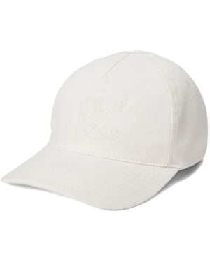 Ralph Lauren Monogram Twill Ball Cap - White
