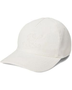 Ralph Lauren Monogram Twill Ball Cap - White