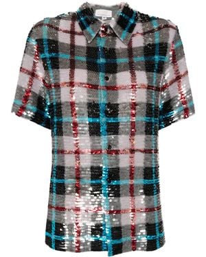 Ashish Sequin-Embellishment Cotton Shirt - Blue