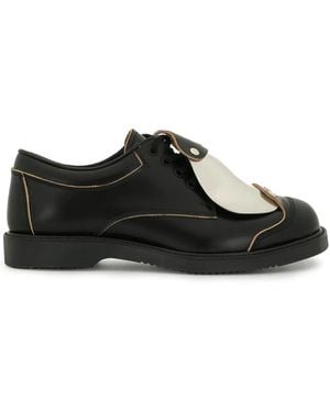 Comme des Garçons Contrasting-Panel Lace-Up Shoes - Black