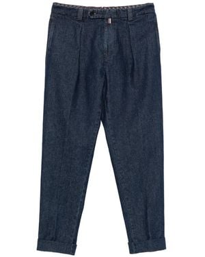 Berwich Pleated Turned-Up Trousers - Blue