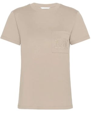 Max Mara T-Shirt Met Geborduurd Monogram En Zak - Wit