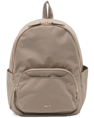 agnès b. Logo-Plaque Backpack - Natural