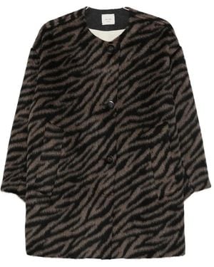 Alysi Tiger-Print Button-Up Coat - Black
