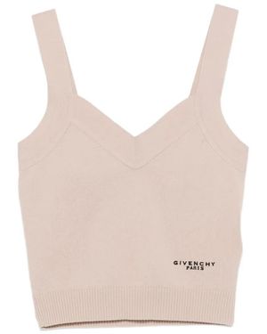 Givenchy V-Neck Knit Top - Natural
