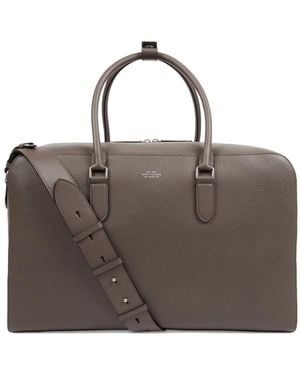 Smythson Sac De Voyage En Cuir À Anse Sur Le Dessus - Marron
