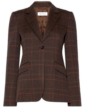 Max Mara Wool And Cotton Single-Breasted Blazer - Brown