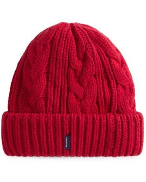Woolrich Beanie Mit Zopfmuster - Rot